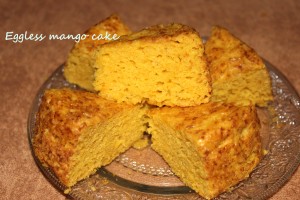 Eggless mango cake