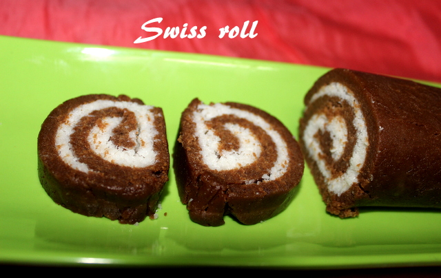 no bake swiss roll recipe, parle-g biscuit swiss roll