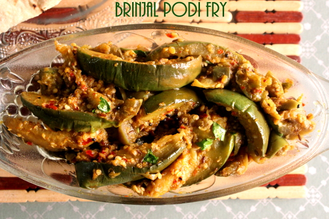 Brinjal dry curry or brinjal podi curry recipe- how to make eggplant ...